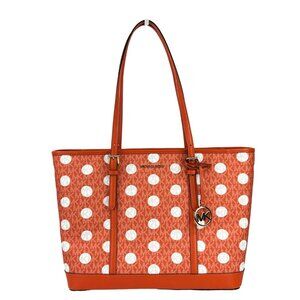 NEW Michael Kors Large Shoulder Tote Carryall Bag Red Clay Polka Dot Handbag